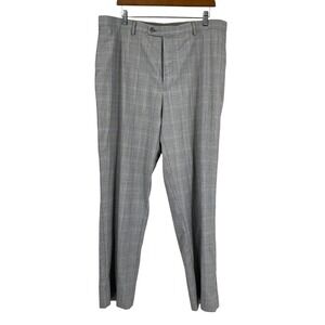 Giorgio Cosani Mens Grey Plaid Pleated‎ Wool Cashmere Pants 40x31 Trouser Italy